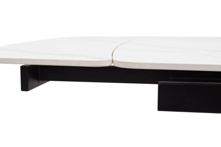 Стол RIVOLI 140 MATT WHITE MARBLE SINTERED STONE, BLACK