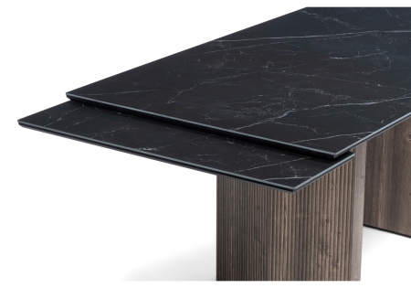 Керамический стол Монерон 180(240)x90 черный кварц, орех кантри