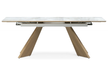 Керамический стол Ливи 140(200)х80х78 черный дуб монтана