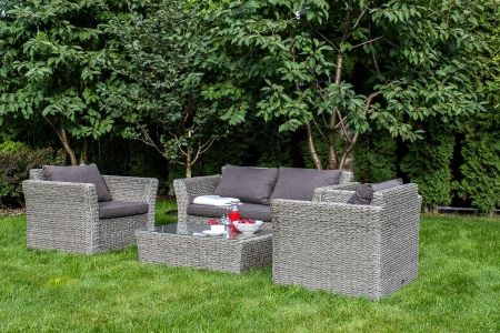 Лаунж-зона "Капучино Сингл" из искусственного ротанга (гиацинт), цвет серый