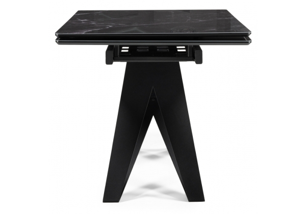 Стол стеклянный Блэкберн 140(200)х80 черный мрамор, черная пленка, черный