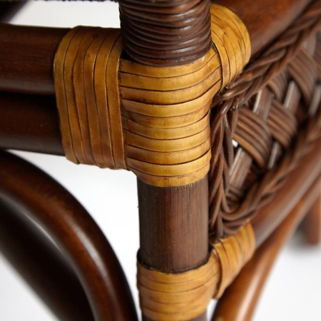 Комплект террасный ANDREA (стол кофейный со стеклом + 2 кресла + подушки) ротанг, 64х67х92 см, D 60х55, античный орех