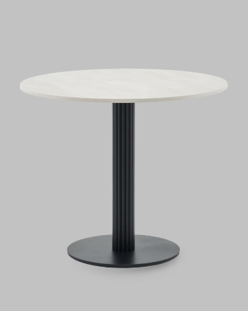 Стол круглый Фризбин D90, столешница МДФ ледяной камень, основание металл черный