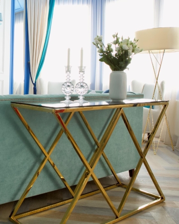 Консоль ИНСИГНИЯ 120*40 золото стекло дым