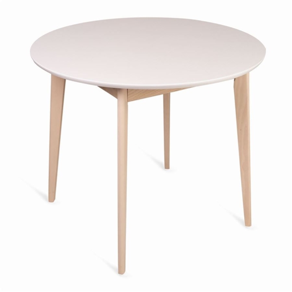 Стол Рэй-d900 круглый беленый дуб, белая эмаль