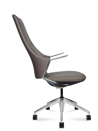 Кресло офисное Han кориневый и серый, натуральная кожа и металл, мягкое сиденье, с подлокотниками