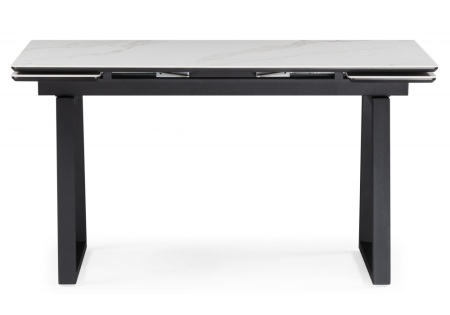 Керамический стол Джек 140(200)х80 белый мрамор, черный