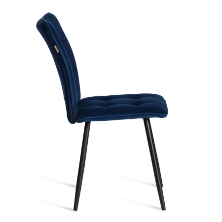 Стул обеденный Bari синий, велюр и металл, мягкое сиденье, без подлокотников Стул обеденный Bari синий, велюр и металл, мягкое сиденье, без подлокотников