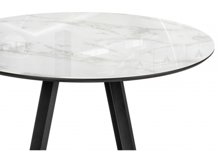 Стеклянный стол Норфолк 100х78 белый мрамор, черный