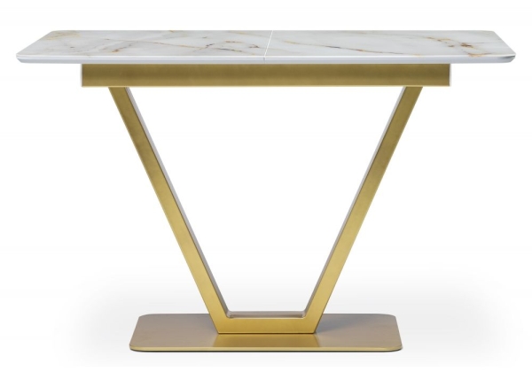 Стеклянный стол Бугун белый, золото