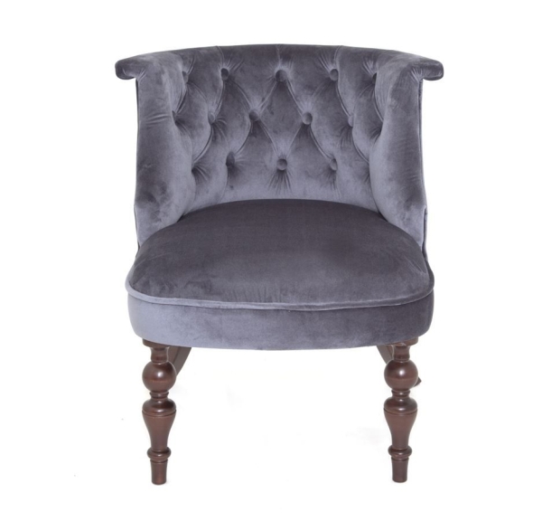 Деревянное кресло Бархат голубовато-серое с темными ножками