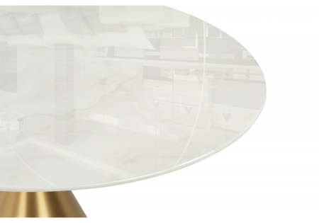 Керамический стол Jaklin 130x73 белый мрамор, сатинированное золото