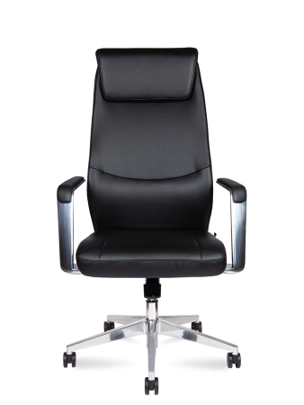 Кресло офисное Davos черный, экокожа и металл, мягкое сиденье, с подлокотниками