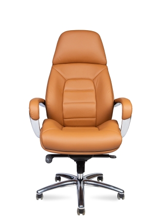 Кресло руководителя Porsche светло-коричневая натуральная кожа с алюминиевой крестовиной