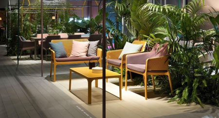 Столик пластиковый журнальный Net Table 100 желтый