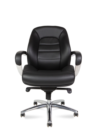Кресло руководителя Porsche LB черная натуральная кожа с алюминиевой крестовиной
