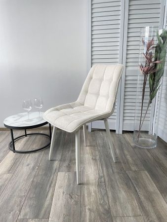 Стул CHIC WZ2042-01 молочный фактурный велюр, белый каркас