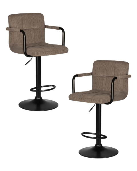 Набор 2 шт Стул барный KRUGER ARM BLACK, какао вельвет (LAR-E2041-05)