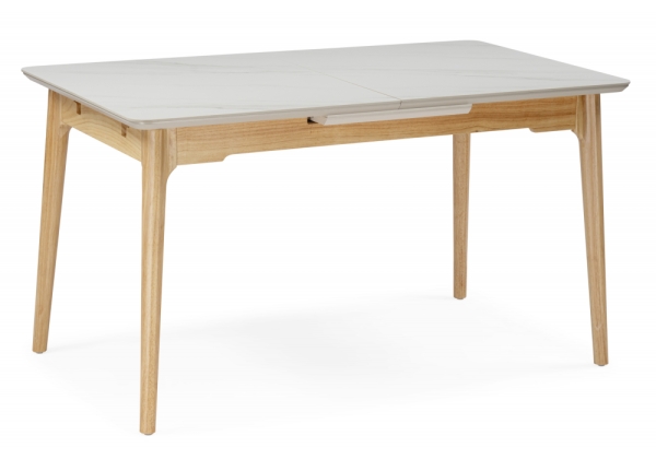 Керамический стол Halmar 140(180)x80 белый спеченный камень, светлое дерево