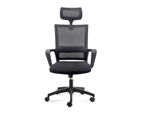 Кресло офисное Бит черный пластик, черная сетка, черная ткань