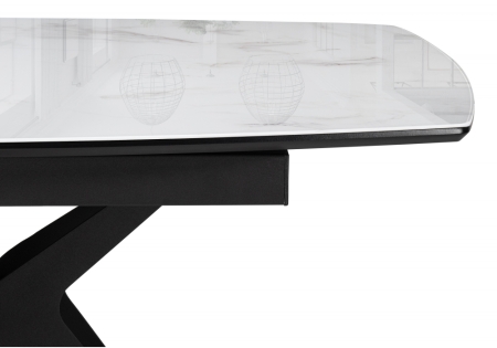 Стол стеклянный Риполь 140(180)х80 статуарио, черный