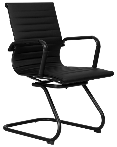 Офисное кресло CODY черный, экокожа и металл, твердое сиденье, с подлокотниками