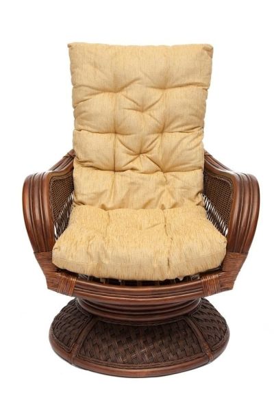 Кресло-качалка "ANDREA Relax Medium" с подушкой, античный орех, ткань рубчик, кремовый Кресло-качалка "ANDREA Relax Medium" с подушкой, античный орех, ткань рубчик, кремовый