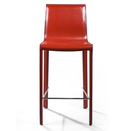 Полубарный стул Barrie кожа ретро красный