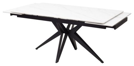 Стол FORIO 160 MATT WHITE MARBLE SINTERED STONE, BLACK