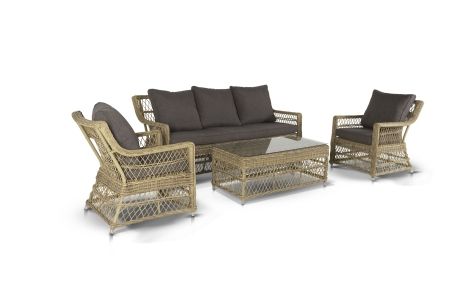 Лаунж-зона "Гранд Латте" из искусственного ротанга, цвет соломенный