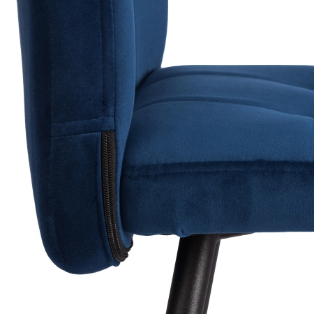 Стул обеденный Medeo синий, велюр и металл, мягкое сиденье, без подлокотников Стул обеденный Medeo синий, велюр и металл, мягкое сиденье, без подлокотников