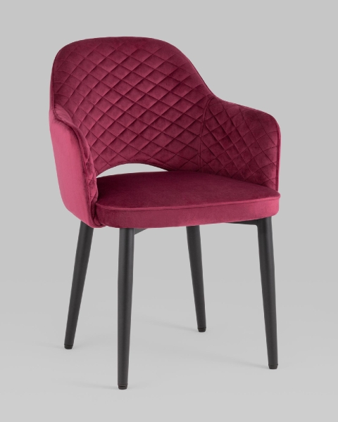 Стул Венера диамант велюр бордовый, черные ножки 2 шт.