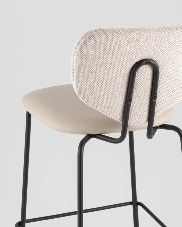 Стул полубарный Masey бежевый с бежевой экокожей