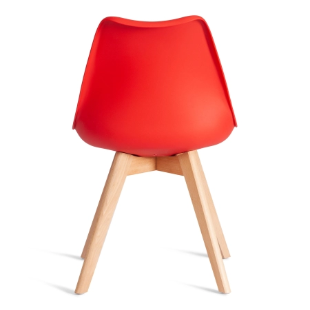 Стул TULIP (mod. 73-1) пластик, экокожа, дерево, красный и светлое дерево