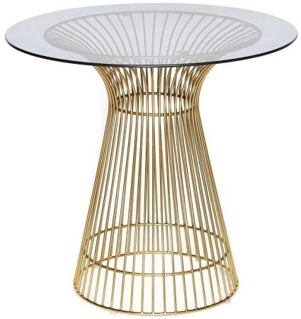 Стол ARGO ( mod. DT1471 )металл/стекло, диаметр 80 см, высота 74,5 см, черный/золотой гальваник