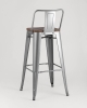 Стул барный TOLIX WOOD со спинкой серебристый матовый Стул барный TOLIX WOOD со спинкой серебристый матовый