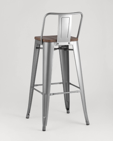 Стул барный TOLIX WOOD со спинкой серебристый матовый Стул барный TOLIX WOOD со спинкой серебристый матовый