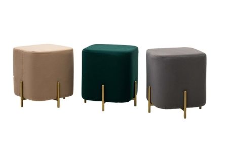 Пуф для гостиной OTTO велюр velutto 32 антрацитовый, золотой каркас