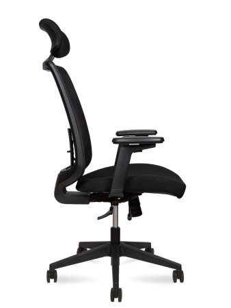 Кресло офисное Miller черный, ткань и пластик, мягкое сиденье, с подлокотниками