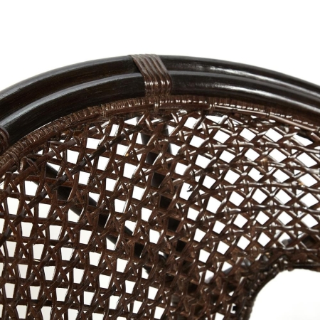 ТЕРРАСНЫЙ КОМПЛЕКТ "PELANGI" (стол со стеклом + 2 кресла) без подушекротанг, кресло 65х65х77 см, стол диаметр 64х61 см, грецкий орех