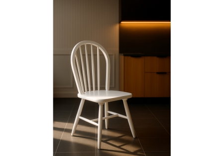 Стул деревянный Венский белый с твердым сиденьем без подлокотников