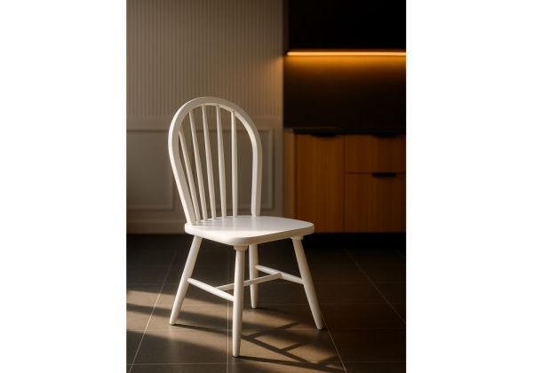 Стул деревянный Венский белый с твердым сиденьем без подлокотников