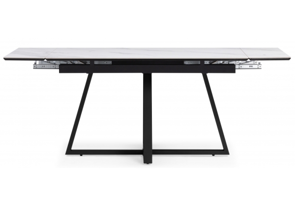 Керамический стол Памелла 140(200)х80х75 белый мрамор, черный