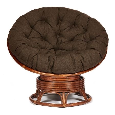 Кресло-качалка "PAPASAN" w 23 и 01 B с подушкой, орех, ткань коричневый, 3М7-147