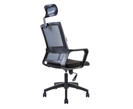 Кресло офисное Бит черный пластик, черная сетка, черная ткань