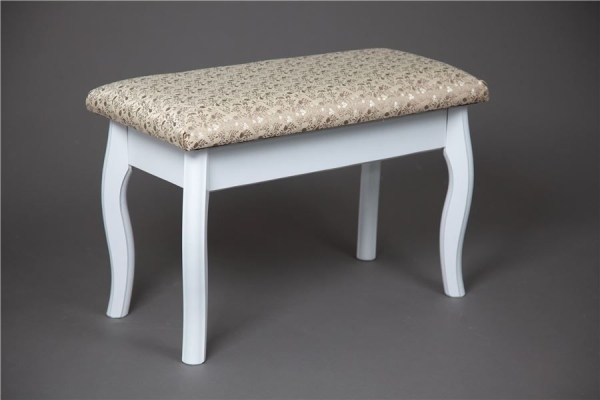 Банкетка из массива березы, ткань лея, каркас белый