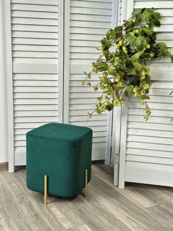Пуф для гостиной OTTO велюр velutto 33 изумрудный, золотой каркас