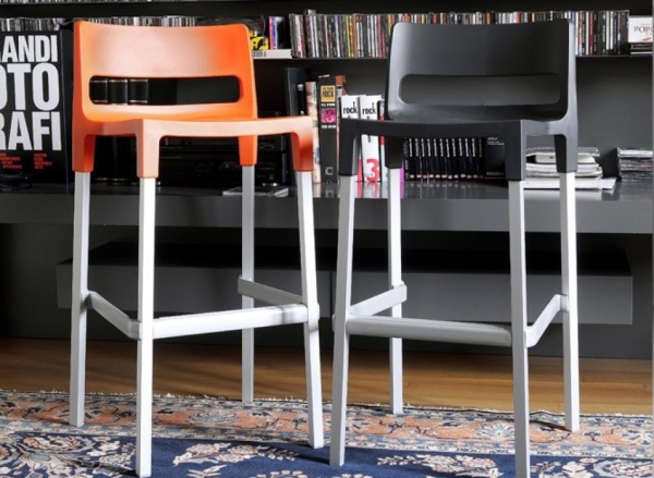 Стул барный пластиковый Scab Design Divo оранжевый