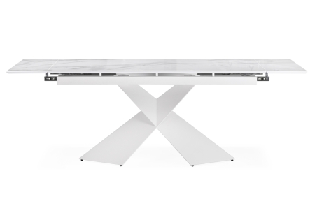 Стеклянный стол Хасселвуд 160(220)х90х77 белый мрамор, белый