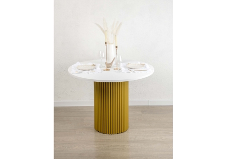 Стол деревянный Барел 100 белый, золото